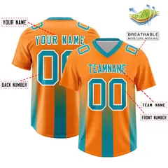 Orange Aqua Gradient Vertical Stripe Fashion Football Jersey 2