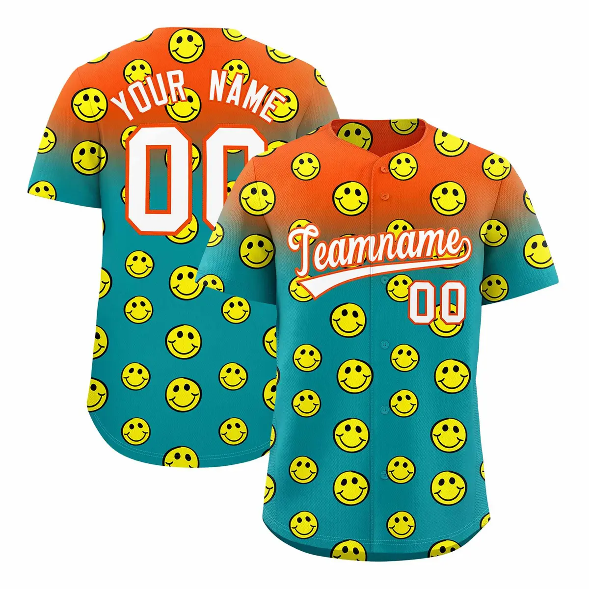 Orange Aqua Graffiti Gradient Smile Baseball Jersey