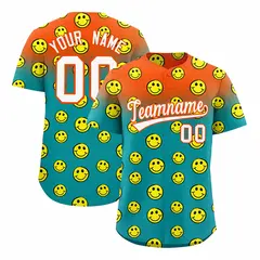 Orange Aqua Graffiti Gradient Smile Baseball Jersey 1
