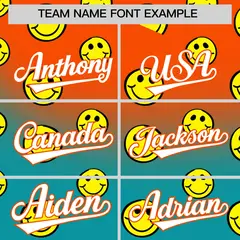 Orange Aqua Graffiti Gradient Smile Baseball Jersey 3