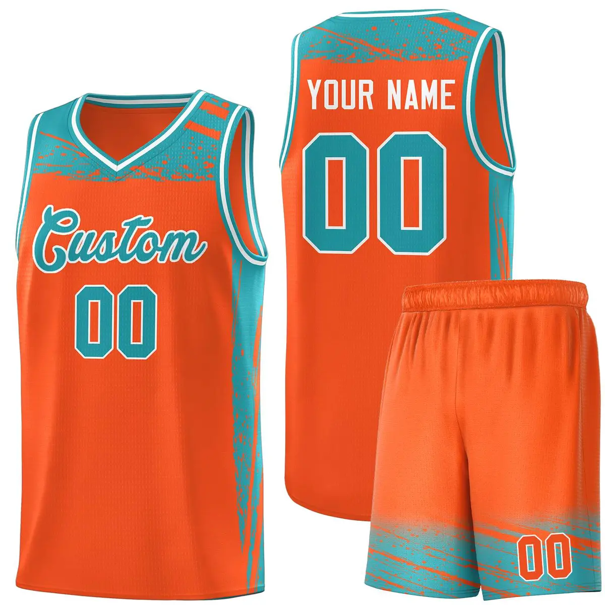 Orange Aqua Graffiti Pattern Sports Basketball Jersey