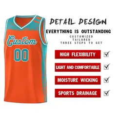 Orange Aqua Graffiti Pattern Sports Basketball Jersey 4