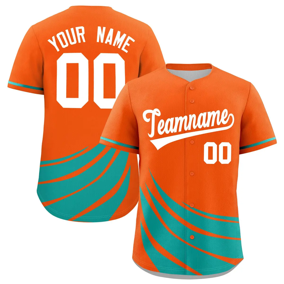 Orange Aqua Graffiti Wind Mark Baseball Jersey
