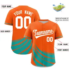 Orange Aqua Graffiti Wind Mark Baseball Jersey 2