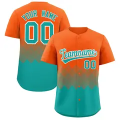 Orange Aqua Grid Blur Pattern Baseball Jersey 1