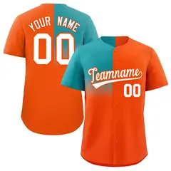 Orange Aqua Half Gradient Authentic Baseball Jersey