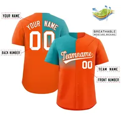 Orange Aqua Half Gradient Authentic Baseball Jersey 2