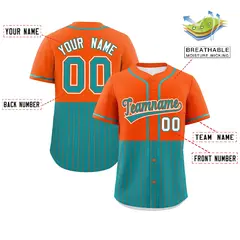 Orange Aqua Half Stripe Authentic Baseball Jersey 2