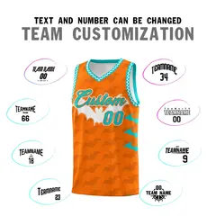 Orange Aqua Halloween Bat Pattern Basketball Jersey 4