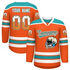 Orange Aqua Ice Cream Helmet Pattern Hockey Jersey