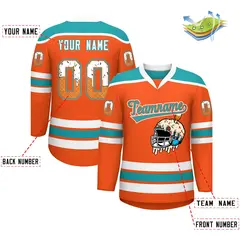 Orange Aqua Ice Cream Helmet Pattern Hockey Jersey 2