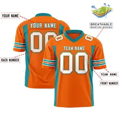 Orange Aqua Insert Color Design Authentic Football Jersey 2