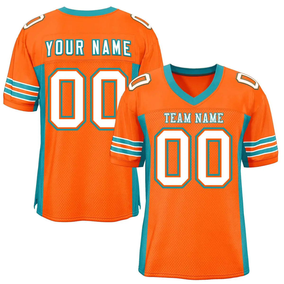 Orange Aqua Insert Color Mesh Authentic Football Jersey