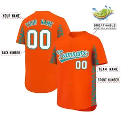 Orange Aqua Leopard Graffiti Side Design Baseball Jersey 2