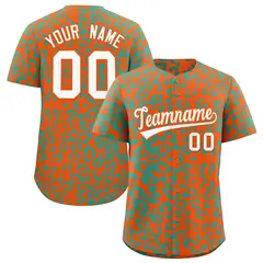 Orange Aqua Leopard Print Baseball Jersey 1