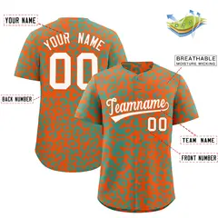 Orange Aqua Leopard Print Baseball Jersey 2