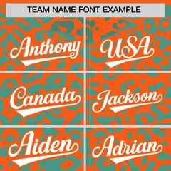 Orange Aqua Leopard Print Baseball Jersey 3