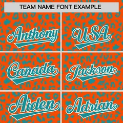 Orange Aqua Leopard Print Varsity Letterman Jacket Hoodie 5
