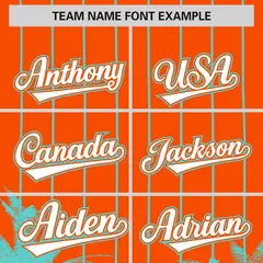 Orange Aqua Pinstripe Coconut Tree Baseball Jersey 3