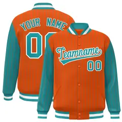 Orange Aqua Pinstripe Raglan Varsity Letterman Baseball Jacket 1