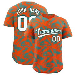 Orange Aqua Playboy Graffiti Pattern Baseball Jersey 1