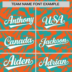 Orange Aqua Playboy Graffiti Pattern Baseball Jersey 3