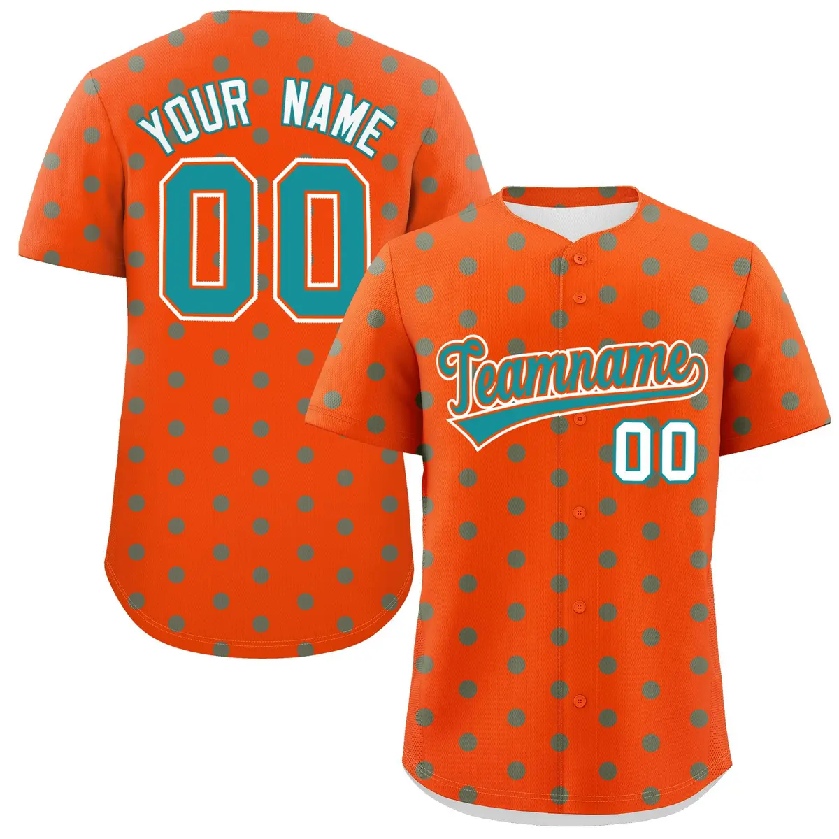 Orange Aqua Polka Dot Graffiti Authentic Baseball Jersey