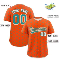 Orange Aqua Polka Dot Graffiti Authentic Baseball Jersey 2