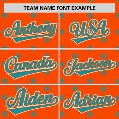 Orange Aqua Polka Dot Graffiti Authentic Baseball Jersey 3