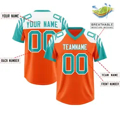Orange Aqua Raglan Authentic Football Jersey 2
