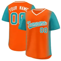 Orange Aqua Raglan Pullover Authentic Baseball Jersey 1