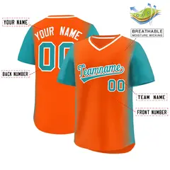 Orange Aqua Raglan Pullover Authentic Baseball Jersey 2