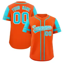 Orange Aqua Raglan Sleeves Authentic Baseball Jersey 1