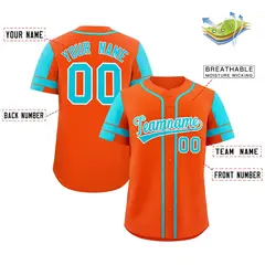 Orange Aqua Raglan Sleeves Authentic Baseball Jersey 2