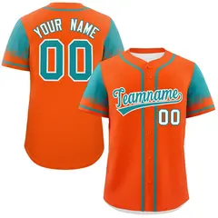 Orange Aqua Raglan Sleeves Authentic Baseball Jersey