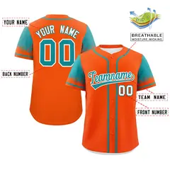 Orange Aqua Raglan Sleeves Authentic Baseball Jersey 2