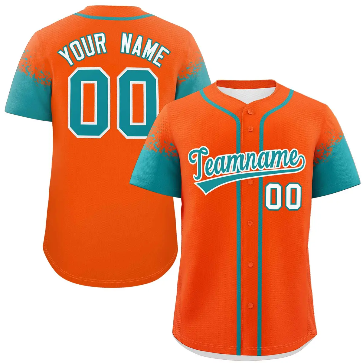 Orange Aqua Raglan Sleeves Authentic Baseball Jersey