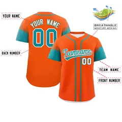 Orange Aqua Raglan Sleeves Authentic Baseball Jersey 2