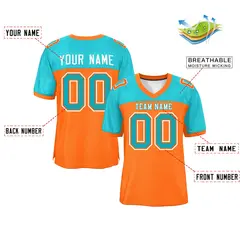 Orange-Aqua Raglan Sleeves Authentic Fashion Football Jersey 2