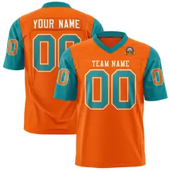 Orange Aqua Raglan Sleeves Authentic Football Jersey 1