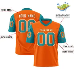 Orange Aqua Raglan Sleeves Authentic Football Jersey 2