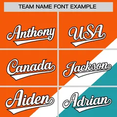 Orange Aqua Raglan Sleeves Full-Snap Letterman Baseball Jacket 3