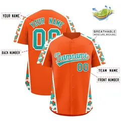 Orange Aqua Side Camo Baseball Jersey 2
