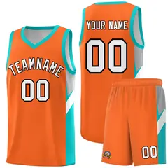 Orange Aqua Side Design Basketball Sports Uniform Jersey 1