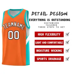 Orange Aqua Side Design Basketball Sports Uniform Jersey 2