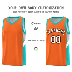 Orange Aqua Side Design Basketball Sports Uniform Jersey 3