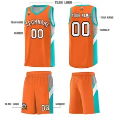 Orange Aqua Side Design Basketball Sports Uniform Jersey 5