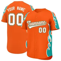 Orange Aqua Side Flame Outline Basketball Jersey 1
