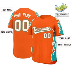 Orange Aqua Side Flame Outline Basketball Jersey 2