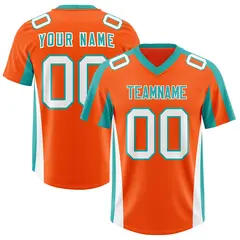 Orange Aqua Side Stripe Athletic Football Jersey 1